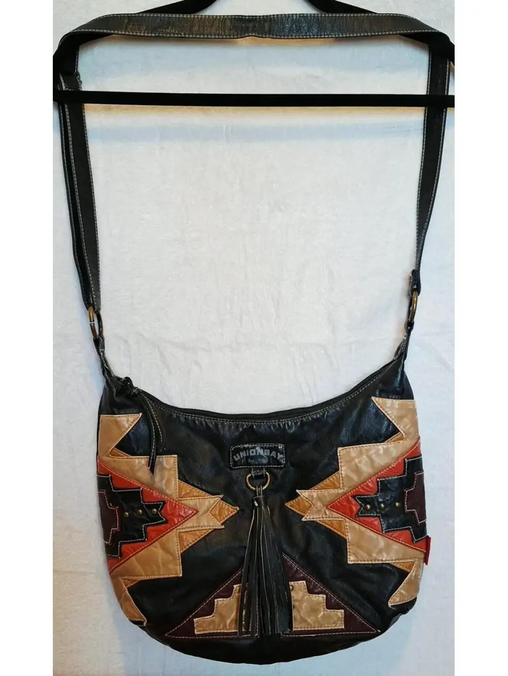 UNIONBAY VTG Y2K Southwestern Patchwork Hobo Bag Boho Tassel Large Purse - NWOT - Picture 10 of 12